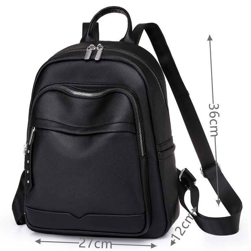 Women Fashion PU Leather Backpack Female Teenager Large Capacity School Bag Lady Travel Shopping Rucksack Student Class Bagpack