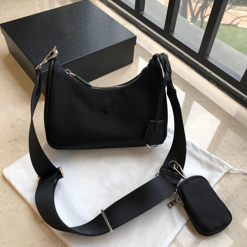 Vintage Nylon Crossbody Bag Women Designer Black Sport Shoulder Messenger Bags Female Casual Handbags Small Travel Purses