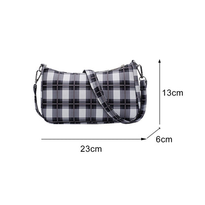 Women Plaid Handbag Travel Nylon Daily Totes Ladies Fashion Zipper Shoulder Bags for Outdoor Shopping Traveling Ornaments