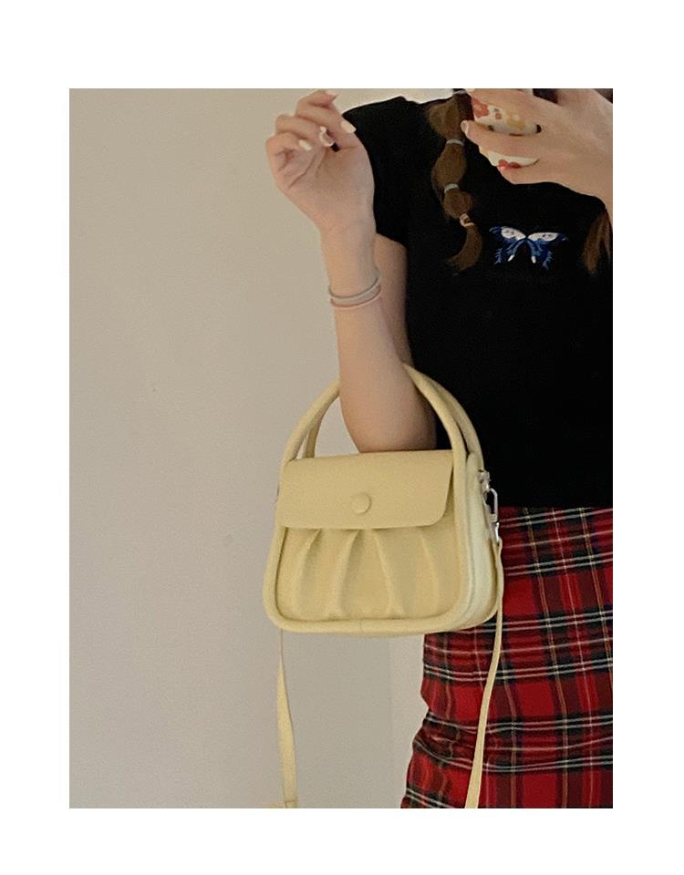 Women Top-handle Bags PU Leather Mini Crossbody Hasp Shoulder Underarm Shopping Handbags Student Fashion Cute Portable Ins Chic
