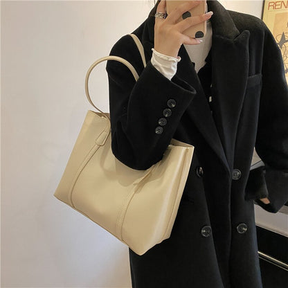 Fashion Women&#39;s PU Large Capacity Shopping Travel Shoulder Tote Bag Casual Student Simple Book Notebook Commuter Handbag Purses