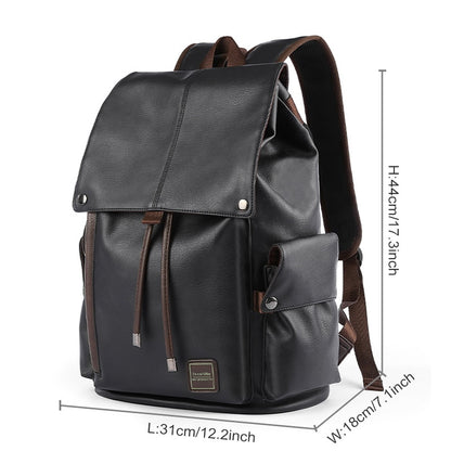 Men Leather Backpack Travel Multi Male Mochila Fashion Large Capacity  For Boy 15.6&quot; Laptop School Bag College Style Women