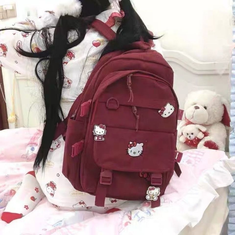 Backpacks for Women Cute Backpack High School Students Large Capacity Soft Girl Cute Hello Kitty Backpack Campus Schoolbag Women