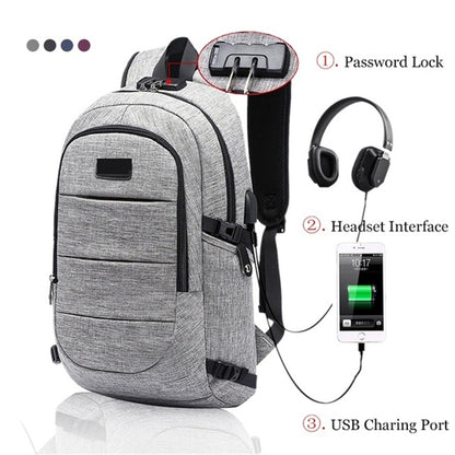 Unisex Large Capacity School Backpack Casual Fashion Men Women USB Port Waterproof Laptop Bag New Anti Theft Travel Shoulder Bag