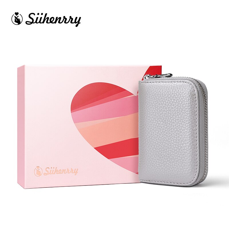 Siihenrry New Genuine Leather RFID Blocking Women Credit Card Holder Bank Card Wallet Case Cardholder Valentine's Day Present