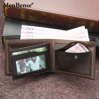 Men Wallets with Coin Pocket Vintage Male Purse Function Brown Genuine Men Wallet with Card Holders id and card holder wallet