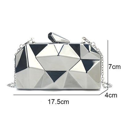 Gold Acrylic Box Geometric Evening Bag Clutch Bags Elegent Chain Women Handbag for Party Shoulder Bag for Wedding/Dating/Party