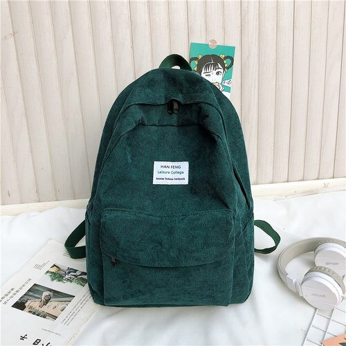 Retro women backpack Fashion high school college students book bag Simple corduroy Female backpacks large capacity Bags Rucksack