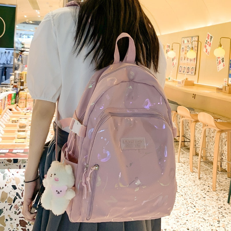 Girl Travel White Book Laptop Backpack New Female Trendy Color Student Bag Fashion Ladies College Backpack Cool Women School Bag