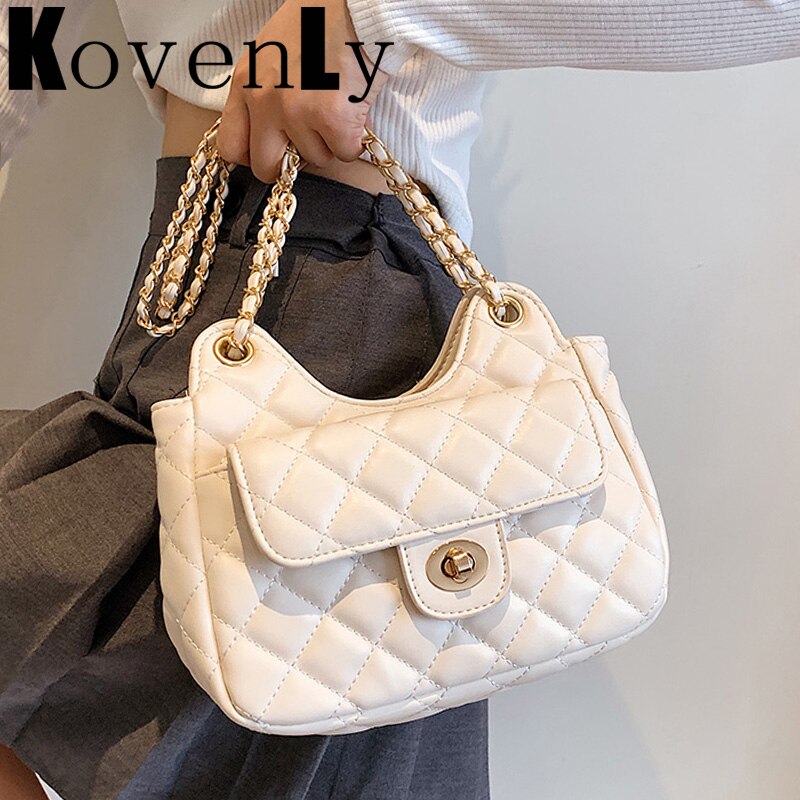 Top Brand Handbag Pu Leather Fashion Quilted Women Shoulder Bag Vintage Luxury Designer Handbag Fashion Women Bags Metal Chain