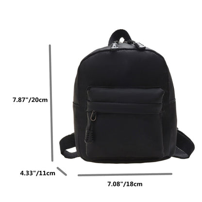 Mini Women Pure Nylon Zipper Backpack Solid Student School Shoulder Handbags for Student School Travel Backpacks