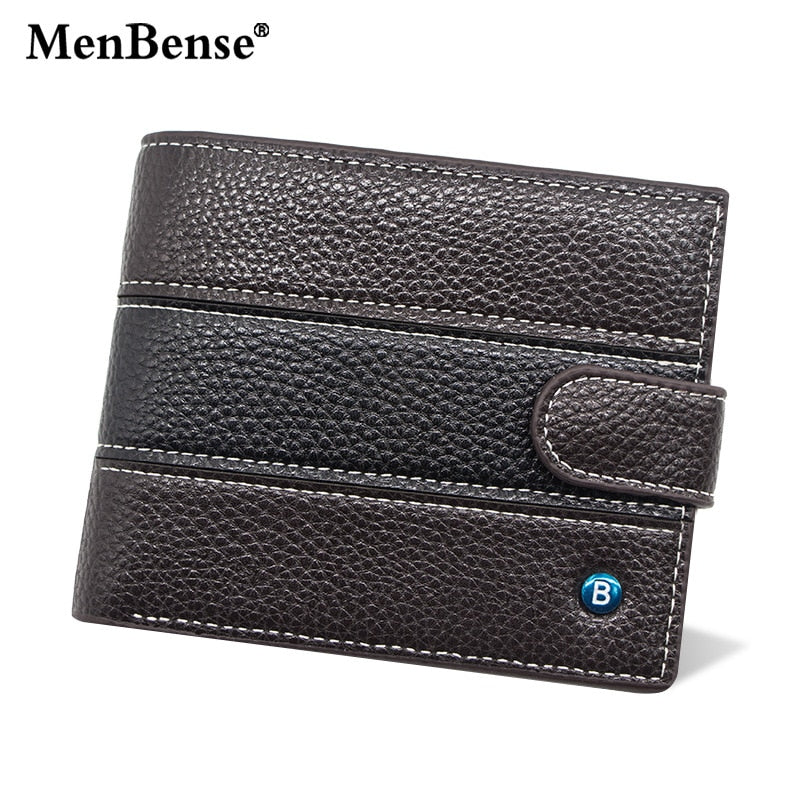 New Genuine Leather Men Wallets Premium Product Real Cowhide Wallets for Man Short Black Walet Portefeuille Homme Business