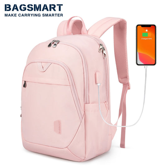 BAGSMART Backpacks for Women College Backpack 17.5’’ /15.6’’ Notebook Travel Backpack with USB Charging Port Computer Bag Men