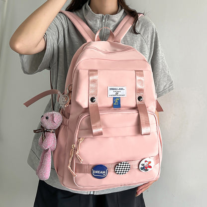 New Women Green Waterproof Cute Backpack Girl Travel School Bag Fashion Female Laptop Solid Color College Backpack Lady Book Bag