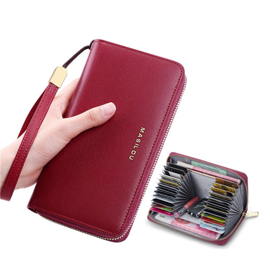 Cow Split Leather Women Long Clutch Wallet Multi-function Rfid Blocking Cardholder Large-capacity Anti-theft Unisex Card Holder