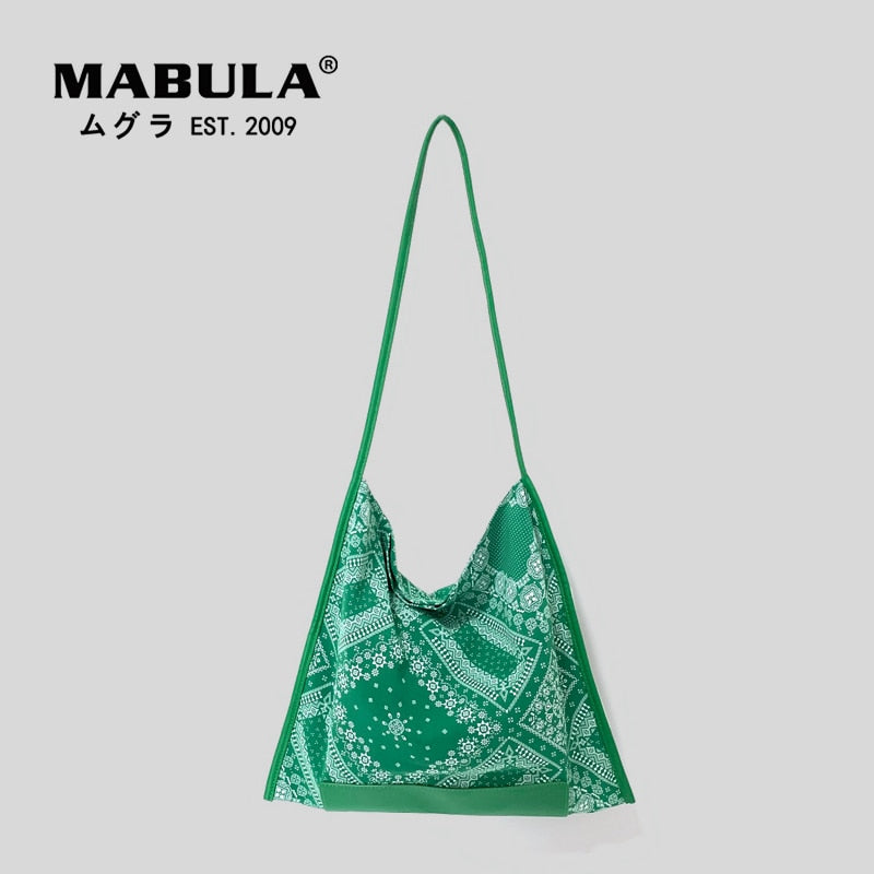 MABULA Bohemia Flower Print Hobo Sling Bag Large Square Design Crossbody Purse for Women Lightweight Elegant Handbag