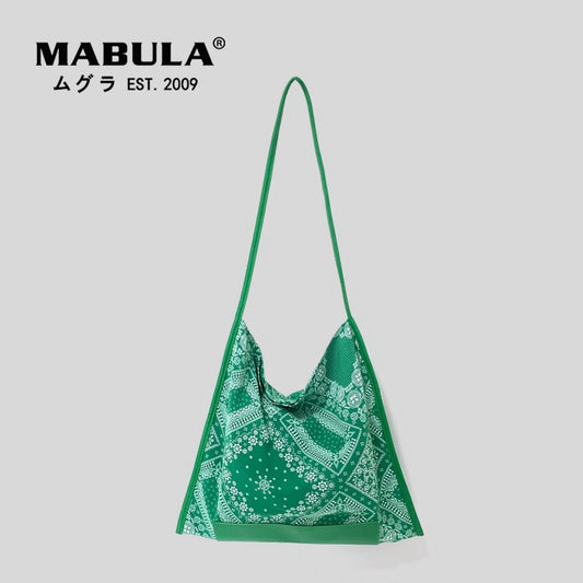 MABULA Bohemia Flower Print Hobo Sling Bag Large Square Design Crossbody Purse for Women Lightweight Elegant Handbag