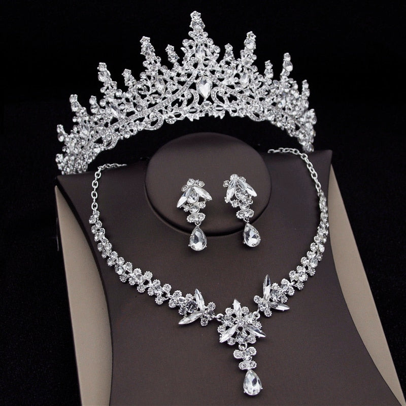 Royal Queen Bridal Jewelry Sets for Women Luxury Tiaras Crown Sets Necklace Earrings Wedding Dress Bride Jewelry Set Accessory