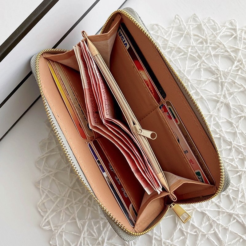 Women&#39;s Woven Wallet Wrist Handle Mobile Phone Case Long Money Bag Handbag Women&#39;s Wallet Cardholder&#39;s Wallet