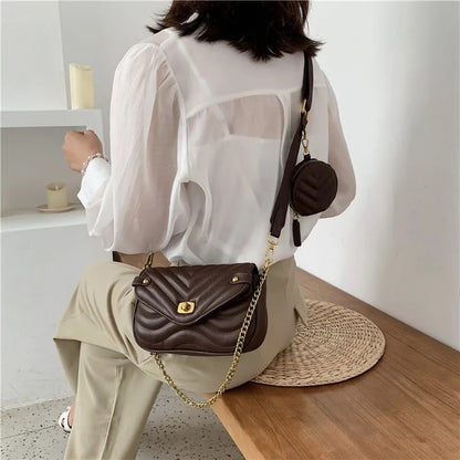 Luxury Women&#39;s bag crossbody shoulder bag 2 in 1 Messenger handbag tote bags fashion chain Belt Sling bag V letter Composite Bag