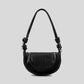 MABULA Pleated Half Moon Women Shoulder Bags Stylish Chic Underarm Bag Elegant Small Tote Handbag Soft Leather Phone Purses