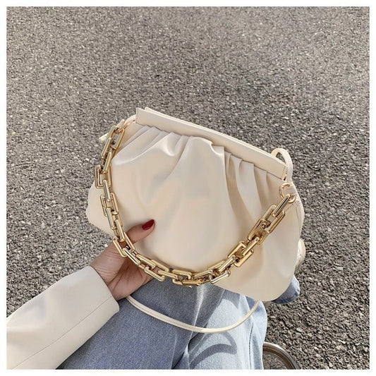 Shoulder Bags New Thick Chain For Women pu Leather Pleated Cloud Bag Simple Crossbody Bag Casual Ladies Bag Designer