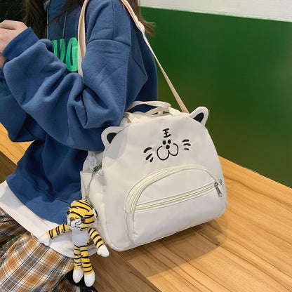 New Cute Cartoon Embroidered Multifunction Women Backpack Fashionable Girl Leisure Nylon Bag Teenage Schoolgirl Small Schoolbag