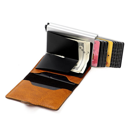 New Men Rfid Anti-theft Card Holders Women Genuine Leather Wallets Large Capacity Business Card Case Portable Double Layer Purse