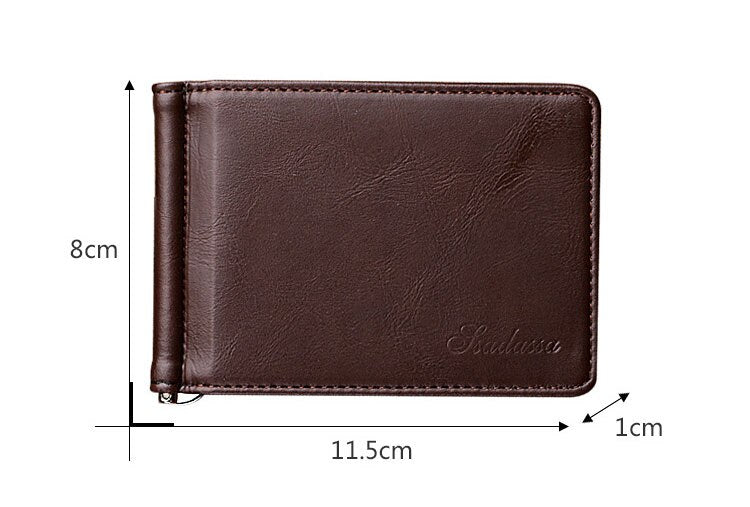 1PC Leather Men Money Clips Metal Solid Wallets Credit Dollar Purses With A Metal Clamp Female ID Credit Card Purse Cash Holder