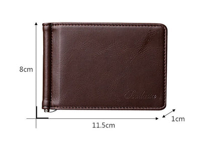 1PC Leather Men Money Clips Metal Solid Wallets Credit Dollar Purses With A Metal Clamp Female ID Credit Card Purse Cash Holder