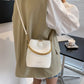 Women Fashion Pu Leather Bucket Shoulder Bags Pure Color Messenger Bag Female White Tote Crossbody Bag Chain Casual Handbags Sac