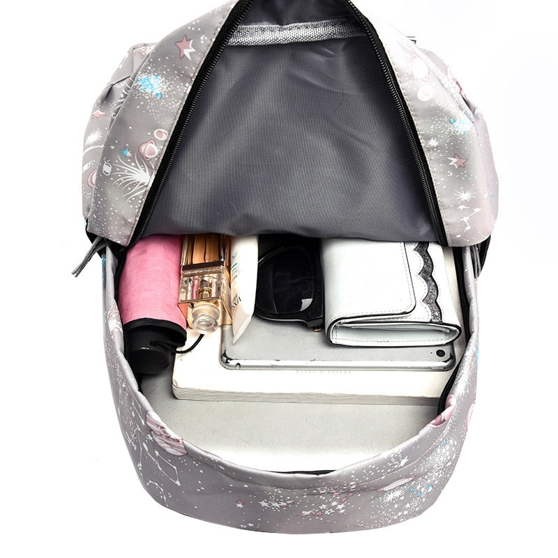 Fashion Teenage Girls School Bags Female Backpacks Planet Printing Laptop Bags for Women Bags Waterproof Travel Backpack Women