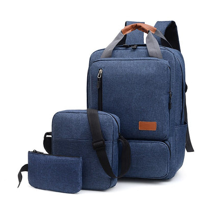 Casual Men&#39;s Backpack Three Piece Business Laptop Bag 14 inch Male Daily Commuter Travel Bag Teen School Back Pack Black Handbag