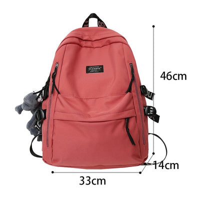 Simple Nylon Women&#39;s Backpack for Teenagers Girls Large School Bag Female Student Solid Color Rucksack Ladies Anti Theft Mochila