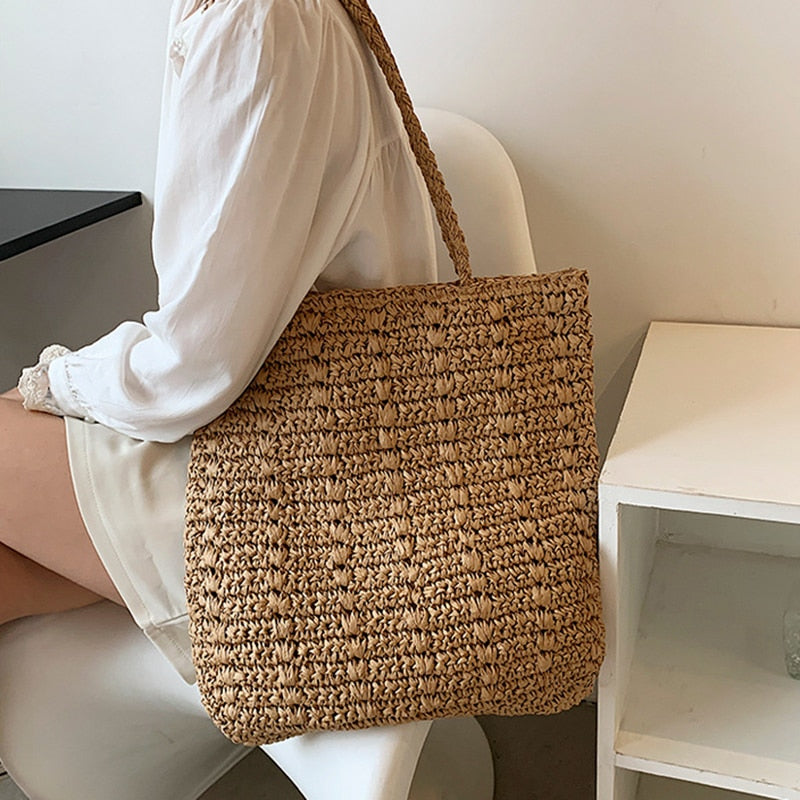 Woman Summer Beach Designer Handbags Rattan Straw Woven Handmade Large Capacity Fashion Tote Female Bohemia Travel Shoulder Bag