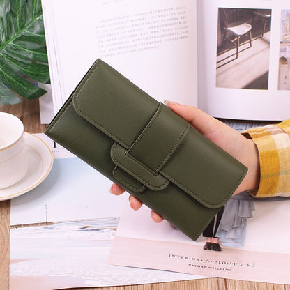 PU Leather Women Wallets Luxury Long Hasp Fold-over Pattern Coin Purses Female Brand Solid Colors New Thin Clutch Phone Bag