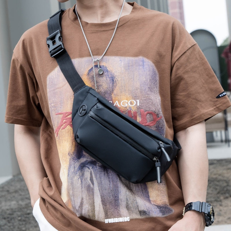 Men Fanny Pack Teenager Outdoor Sports Running Cycling Waist Bag Pack Male Fashion Shoulder Belt Bag Travel Phone Pouch Bags