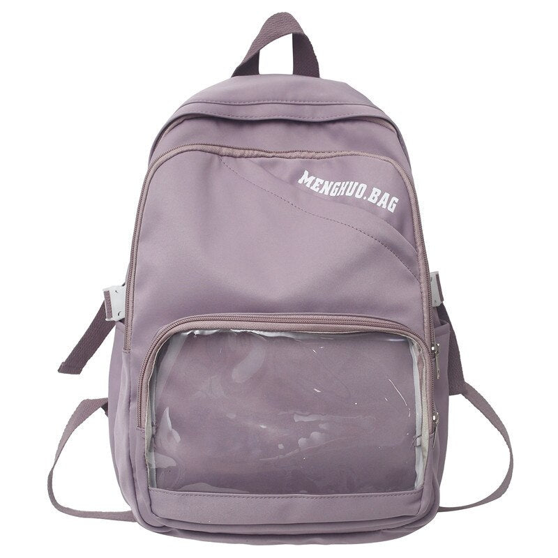 Ita Bag Women Laptop School Backpack with Clear Pocket for Pin Display Teen Girl Kawaii Transparent empty Ita Backpack