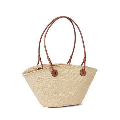 Designer Brand Straw Basket Bags Large Rattan Women Shoulder Bags Big Handle Handmade Handbags Summer Beach Bag Bali Tote Purses