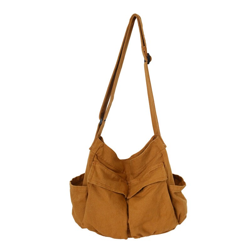 HOCODO Women&#39;s Canvas Shoulder Bags Casual Shopping Bags Female Large Capacity Tote Ladies Solid Color Shoulder Crossbody Bag