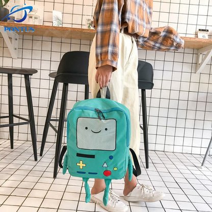 Anime Cartoon Backpack Adventure Time Treasure Funny Robot Kid Girl Student Soft Travling Bag Cute Backpack Shoulder bag Women