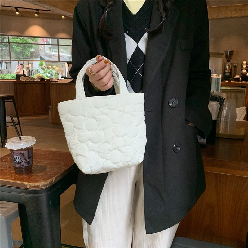 Tote Handbags For Women New Macaron Color  Winter Protable Flower Female Clutch Purse Mini Open Bag  сумочка через плечо
