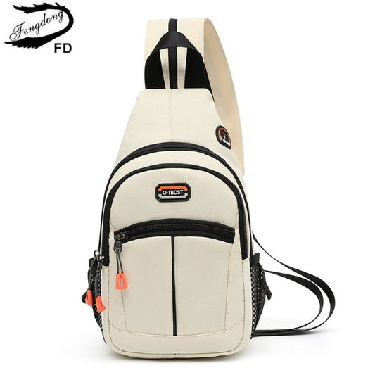 Fengdong small crossbody bags for women messenger bags casual sling chest bag female mini travel bag sport backpack shoulder bag