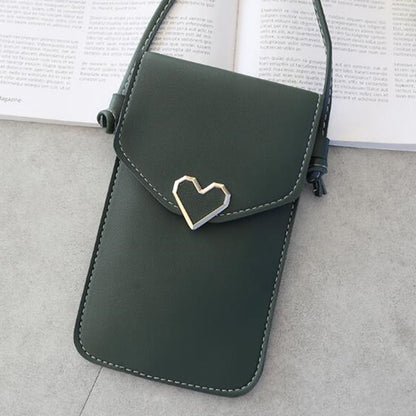 Phone Shoulder Bag For Women Transparent Coin Purse Heart Shape Hasp Crossbodybag Cute Female Mobile Pouch Bags