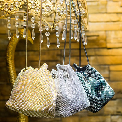 clutch evening bag luxury women bag shoulder handbags diamond bag lady wedding party pouch With Rhinestones satin bolsa feminina