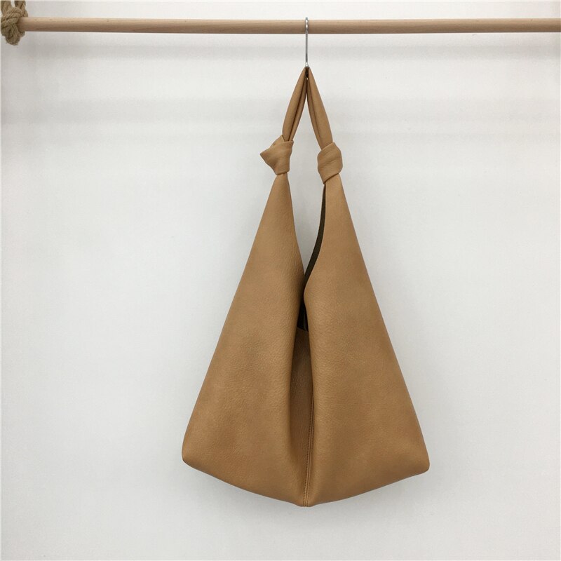 Retro large-capacity soft leather underarm bag female commuter all-match handbag simple shoulder shopping bag tote bag