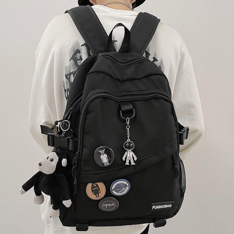 Cool Trendy Ladies Male Badge Bag Men Women Travel Net School Backpack Girl Boy Mesh Student Backpack Female College Bag Fashion