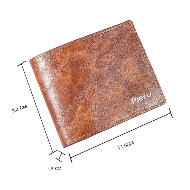 New Fashion PU Leather Men&#39;s Wallet Small Money Purses Solid Color Retro Men Large-capacity Wallet Ticket Clip Card Holder