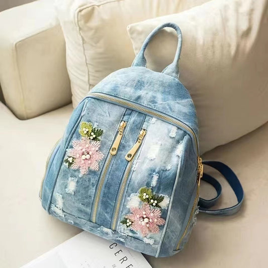 XIU LI brand Fashion women backpack wask cowboy backpack for college women Denim Backpack Trendy women&#39;s bag