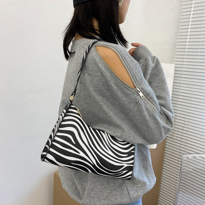 Fashion Zebra Print Women Luxury Handbag PU Leather Simple Underarm Shoulder Bags Female Daily Design Totes Purse Pouch